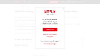 
                            2. Netflix-Meldung „Ein unbekannter Fehler ist aufgetreten“