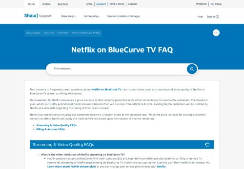 
                            10. Netflix on BlueSky TV FAQs | Shaw Support - Shaw Communications