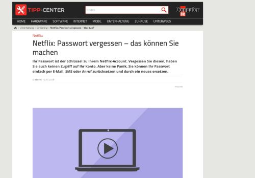 
                            8. Netflix: Passwort vergessen – Was tun? | TippCenter