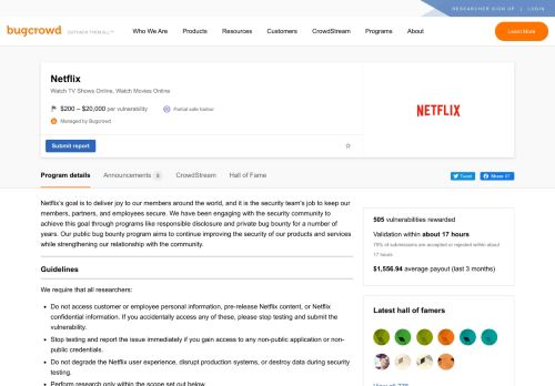 
                            11. Netflix's bug bounty program | Bugcrowd