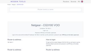 
                            10. Netgear CG3100 VOO Default Router Login and Password