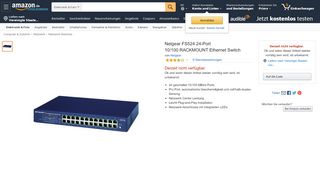 
                            3. Netgear FS524 24-Port 10/100 RACKMOUNT: Amazon.de: Elektronik