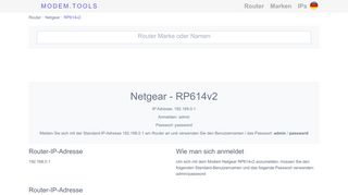 
                            6. Netgear RP614v2 Standard-Router-Login und Passwort