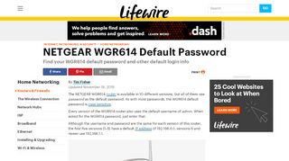 
                            1. NETGEAR WGR614 Default Password - Lifewire