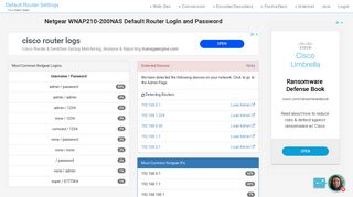 
                            3. Netgear WNAP210-200NAS Default Router Login and Password