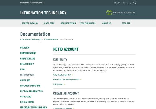 
                            5. NetID Account - University of South Florida