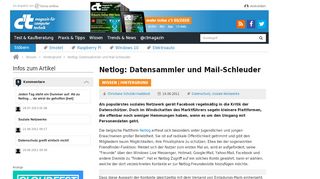 
                            13. Netlog: Datensammler und Mail-Schleuder | c't Magazin - Heise