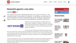 
                            9. Netwerk24 appoints a new editor - Media Update