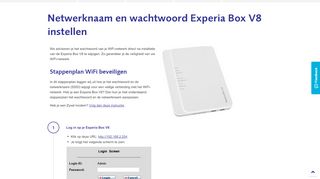 
                            12. Netwerknaam en wachtwoord Experia Box V8 instellen | Telfort