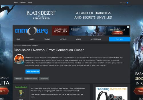 
                            7. Network Error: Connection Closed — MMORPG.com Forums