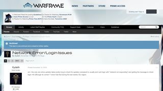 
                            9. Network Error/Login Issues - PC Bugs - Warframe Forums