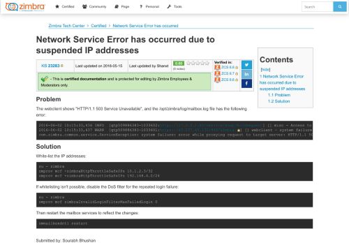 
                            5. Network Service Error has occurred - Zimbra :: Tech Center - Zimbra Wiki