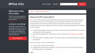 
                            5. Network UPS Tools (NUT) [wiki.ipfire.org] - the IPFire wiki!