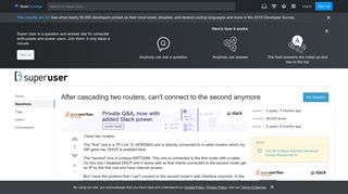 
                            11. networking - After cascading two routers, can't connect to the ...