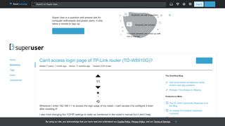 
                            10. networking - Can't access login page of TP-Link router (TD-W8910G ...