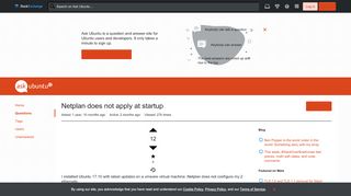 
                            7. networking - Netplan does not apply at startup - Ask Ubuntu