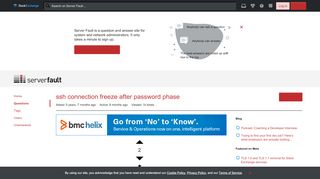 
                            3. networking - ssh connection freeze after password phase - Server Fault