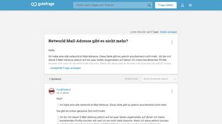 
                            10. Networld Mail-Adresse gibt es nicht mehr? (E-Mail) - Gutefrage