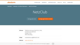 
                            10. NetzClub Hotline, Anschrift, Faxnummer und E-Mail - Aboalarm