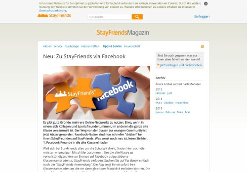 
                            2. Neu: Zu StayFriends via Facebook