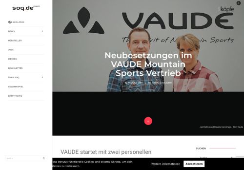 
                            9. Neubesetzungen im VAUDE Mountain Sports Vertrieb - Soq.de