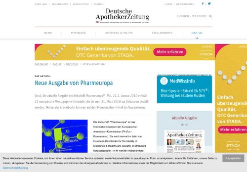 
                            8. Neue Ausgabe von Pharmeuropa - Deutsche Apotheker Zeitung