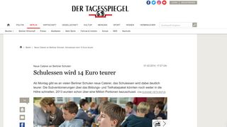 
                            6. Neue Caterer an Berliner Schulen: Schulessen wird 14 Euro teurer ...