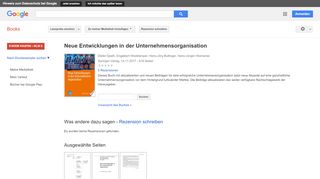 
                            10. Neue Entwicklungen in der Unternehmensorganisation - Google Books-Ergebnisseite