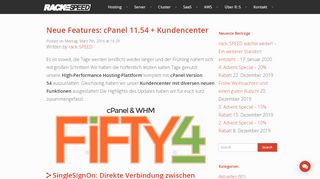 
                            2. Neue Features: cPanel 11.54 + Kundencenter - rackSPEED