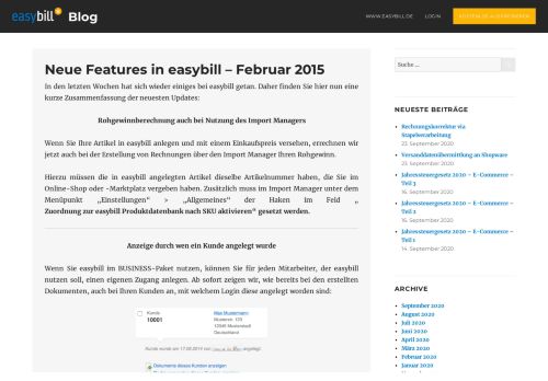 
                            2. Neue Features in easybill – Februar 2015 – easybill Blog