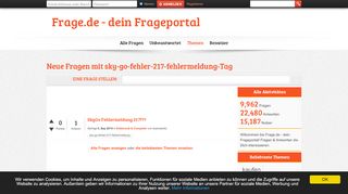 
                            11. Neue Fragen mit sky-go-fehler-217-fehlermeldung-Tag - Frage.de ...