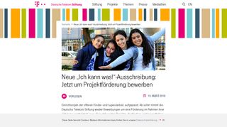 
                            2. Neue „Ich kann was!“-Ausschreibung: Jetzt um Projektförderung ...