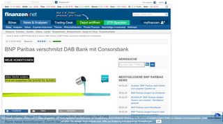
                            11. Neue Konditionen: BNP Paribas verschmilzt DAB Bank mit Consorsbank