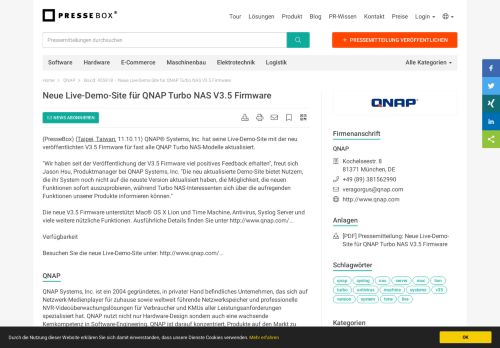 
                            6. Neue Live-Demo-Site für QNAP Turbo NAS V3.5 Firmware - PresseBox