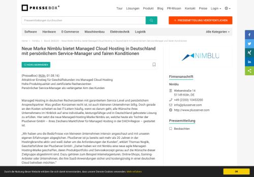 
                            7. Neue Marke Nimblu bietet Managed Cloud Hosting in Deutschland mit ...