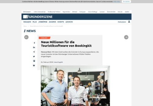 
                            5. Neue Millionen für die Touristiksoftware von Bookingkit | Gründerszene