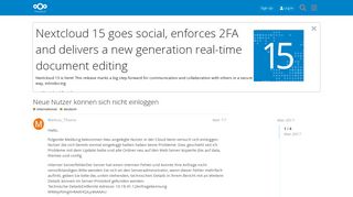 
                            13. Neue Nutzer können sich nicht einloggen - deutsch - Nextcloud ...