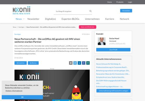 
                            10. Neue Partnerschaft – Die onOffice AG gewinnt mit IMV einen weiteren ...