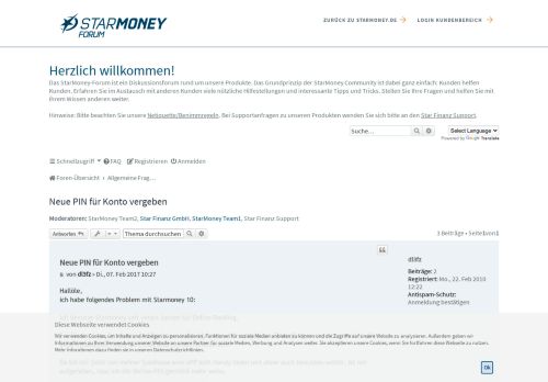 
                            1. Neue PIN für Konto vergeben - Die StarMoney Community