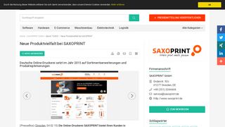 
                            11. Neue Produktvielfalt bei SAXOPRINT - SAXOPRINT GmbH ...