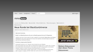 
                            7. Neue Runde bei BlackSunUniverse - Diskussionen ... - mmofacts.com
