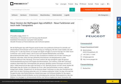 
                            11. Neue Version der MyPeugeot App erhältlich - Neue Funktionen und ...