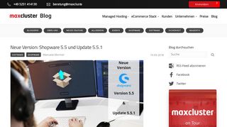 
                            12. Neue Version: Shopware 5.5 und Update 5.5.1 - maxcluster Blog