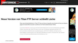 
                            10. Neue Version von Titan FTP Server schließt Lücke - TecChannel ...