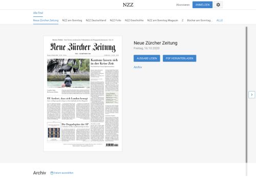 
                            1. Neue Zürcher Zeitung - E-Paper - NZZ