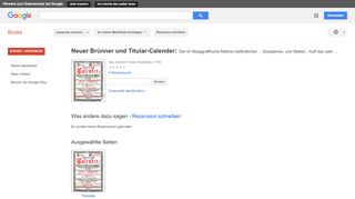 
                            9. Neuer Brünner und Titular-Calender: Der im Marggrafthumb Mähren ... - Google Books-Ergebnisseite