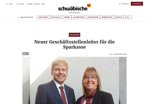 
                            7. Neuer Geschäftsstellenleiter für die Sparkasse - Schwäbische Zeitung