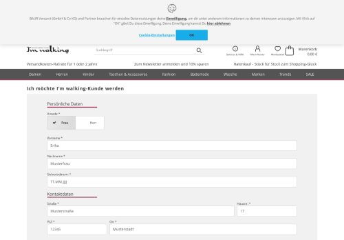 
                            5. Neuer Kunde? Jetzt registrieren. - I'm walking