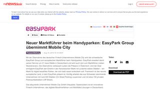 
                            7. Neuer Marktführer beim Handyparken: EasyPark Group übernimmt ...