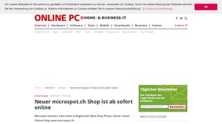 
                            11. Neuer microspot.ch Shop ist ab sofort online - onlinepc.ch